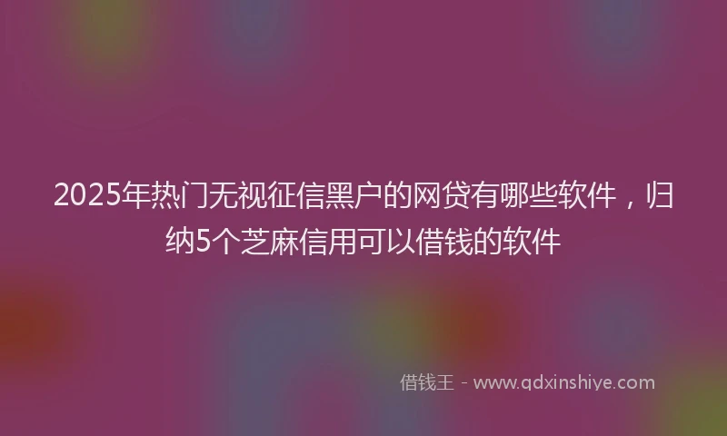 2025年热门无视征信黑户的网贷有哪些软件，归纳5个芝麻信用可以借钱的软件