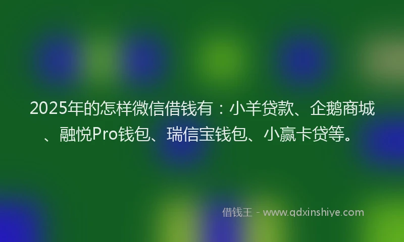 2025年的怎样微信借钱有：小羊贷款、企鹅商城、融悦Pro钱包、瑞信宝钱包、小赢卡贷等。