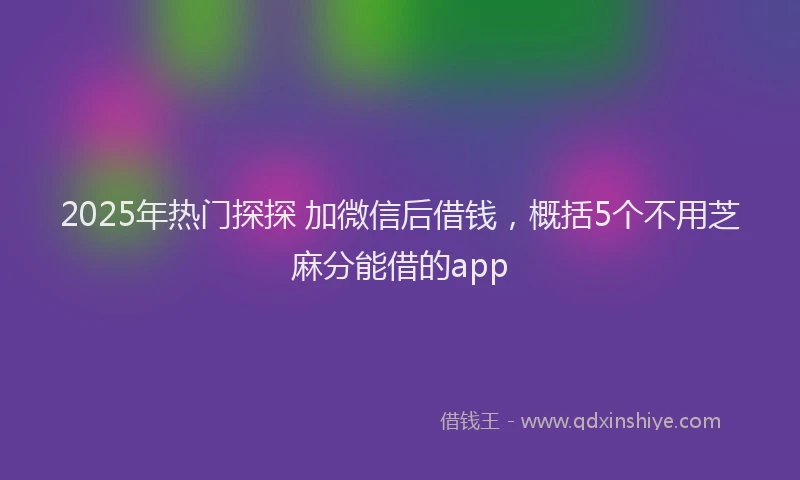 2025年热门探探 加微信后借钱，概括5个不用芝麻分能借的app
