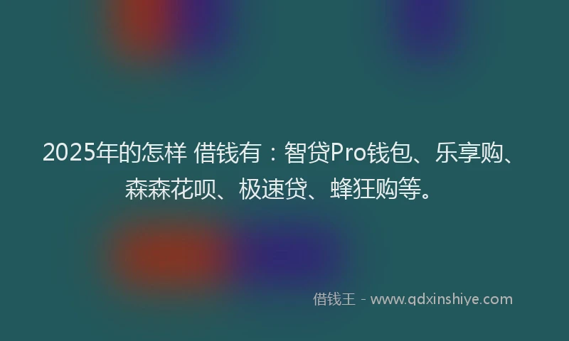 2025年的怎样 借钱有：智贷Pro钱包、乐享购、森森花呗、极速贷、蜂狂购等。