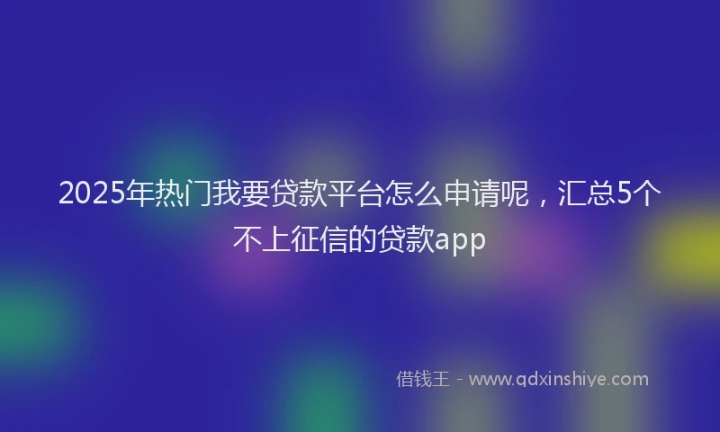 2025年热门我要贷款平台怎么申请呢，汇总5个不上征信的贷款app
