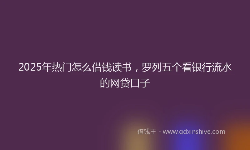 2025年热门怎么借钱读书，罗列五个看银行流水的网贷口子