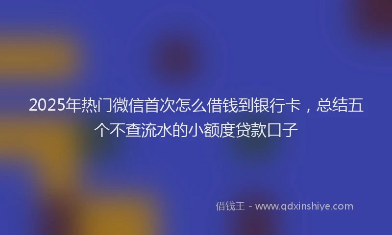 2025年热门微信首次怎么借钱到银行卡，总结五个不查流水的小额度贷款口子
