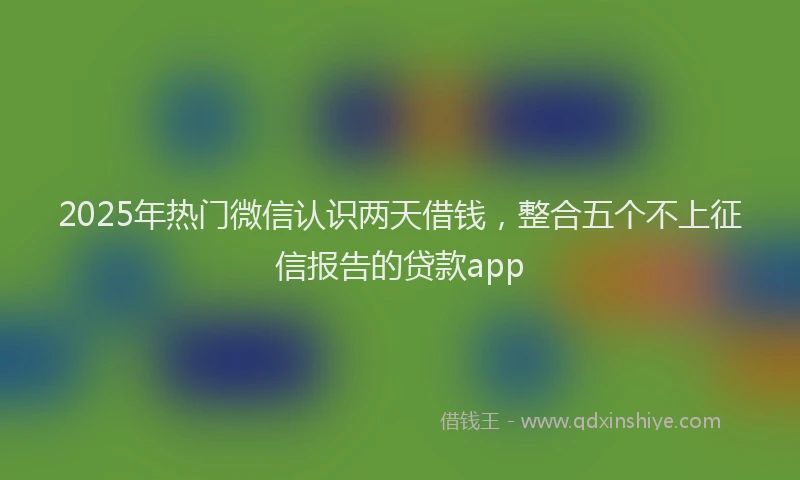 2025年热门微信认识两天借钱，整合五个不上征信报告的贷款app
