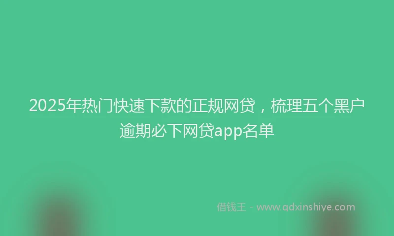 2025年热门快速下款的正规网贷，梳理五个黑户逾期必下网贷app名单