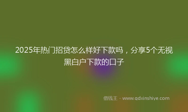 2025年热门招贷怎么样好下款吗，分享5个无视黑白户下款的口子