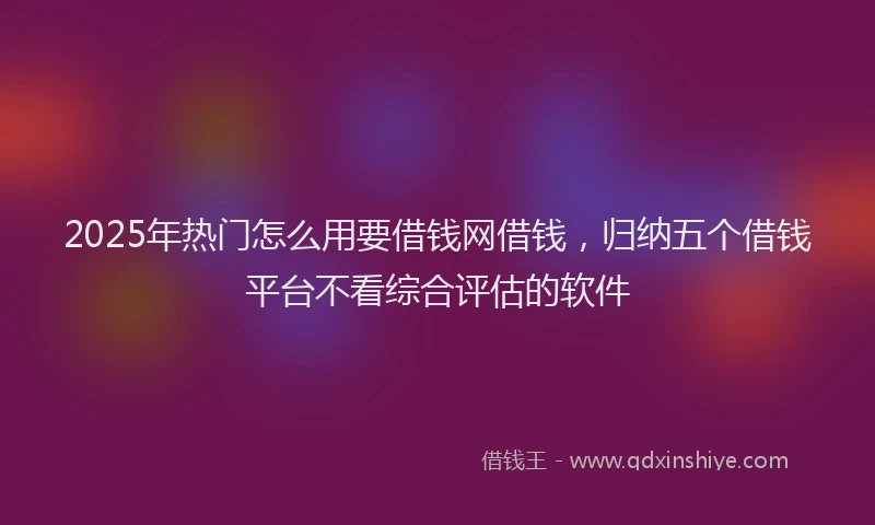 2025年热门怎么用要借钱网借钱，归纳五个借钱平台不看综合评估的软件