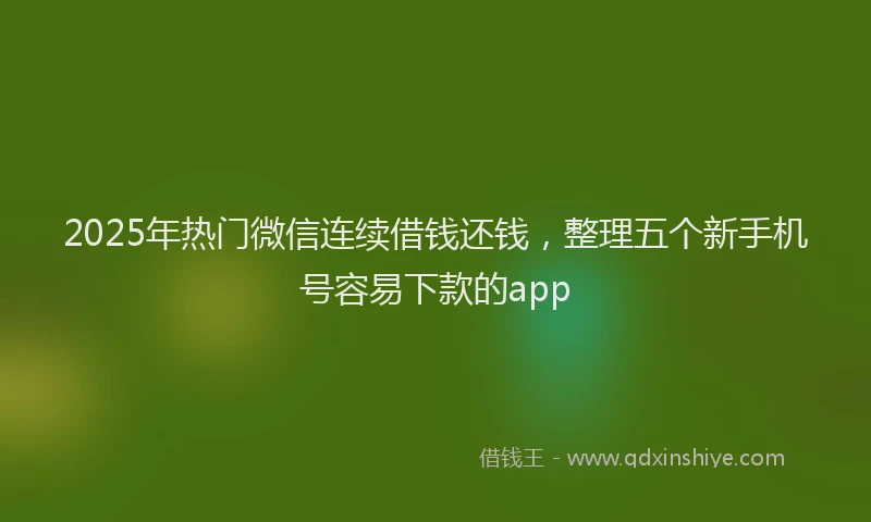 2025年热门微信连续借钱还钱，整理五个新手机号容易下款的app