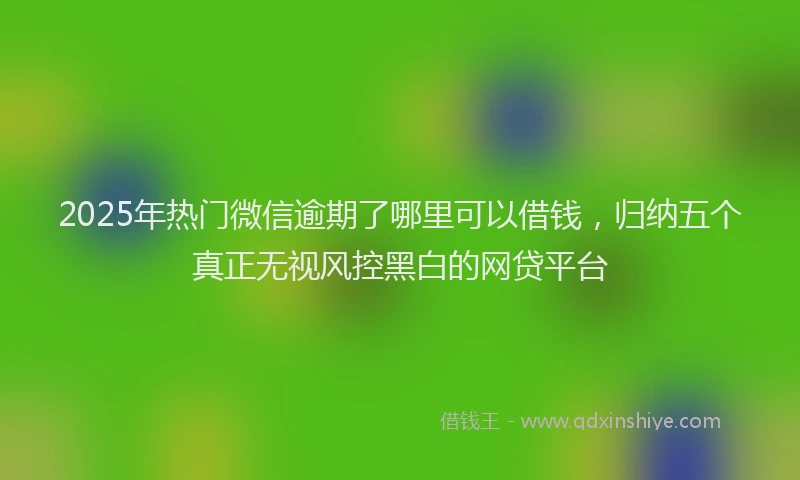 2025年热门微信逾期了哪里可以借钱，归纳五个真正无视风控黑白的网贷平台
