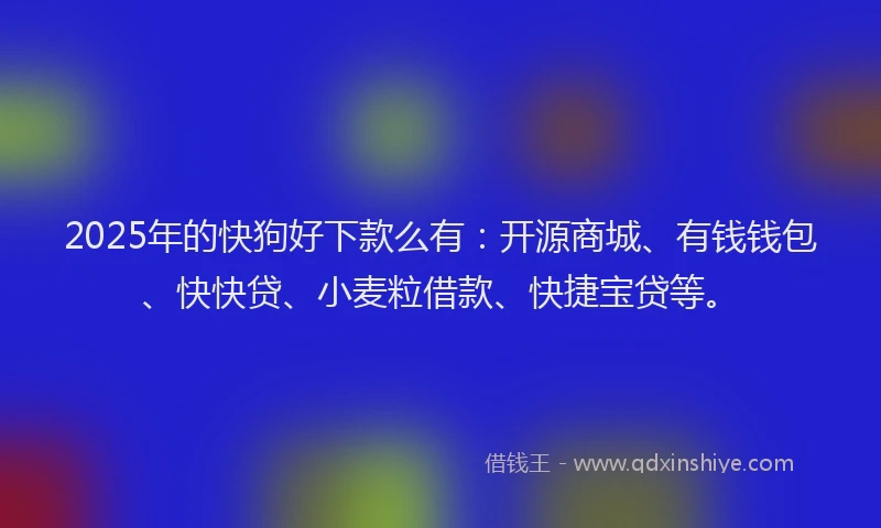 2025年的快狗好下款么有：开源商城、有钱钱包、快快贷、小麦粒借款、快捷宝贷等。