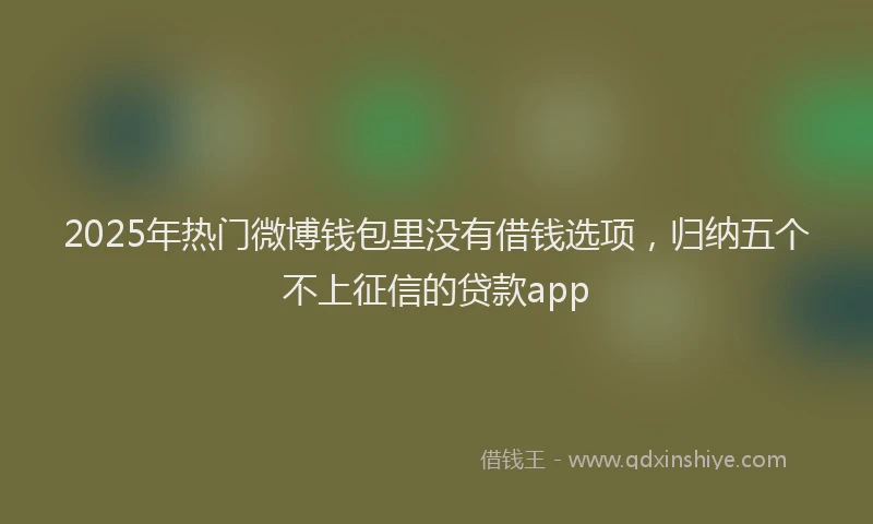 2025年热门微博钱包里没有借钱选项，归纳五个不上征信的贷款app
