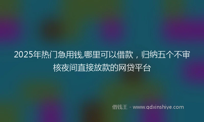 2025年热门急用钱,哪里可以借款，归纳五个不审核夜间直接放款的网贷平台