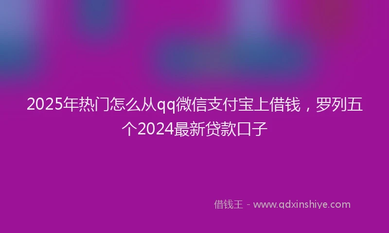 2025年热门怎么从qq微信支付宝上借钱，罗列五个2024最新贷款口子