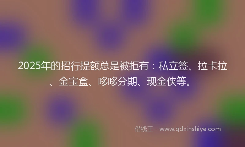 2025年的招行提额总是被拒有：私立签、拉卡拉、金宝盒、哆哆分期、现金侠等。