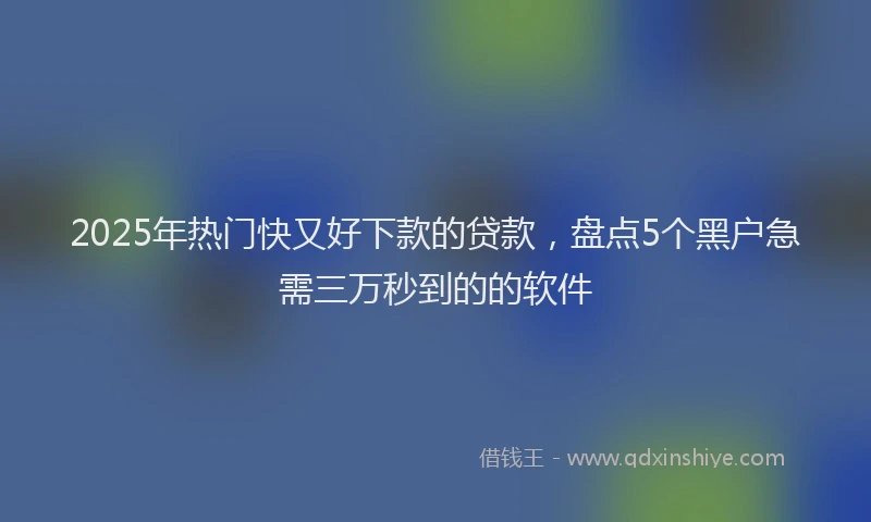 2025年热门快又好下款的贷款，盘点5个黑户急需三万秒到的的软件