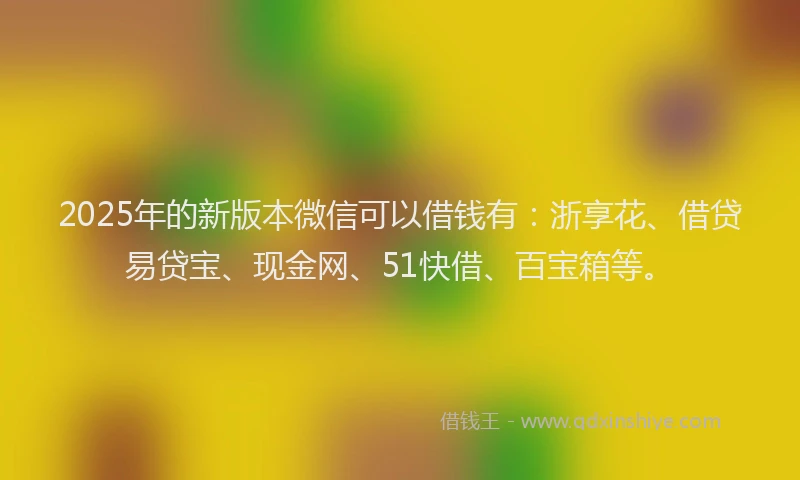 2025年的新版本微信可以借钱有：浙享花、借贷易贷宝、现金网、51快借、百宝箱等。