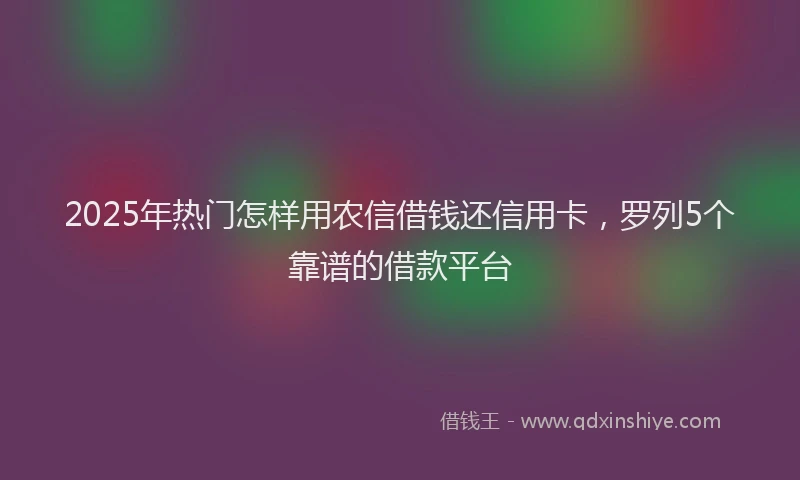 2025年热门怎样用农信借钱还信用卡，罗列5个靠谱的借款平台