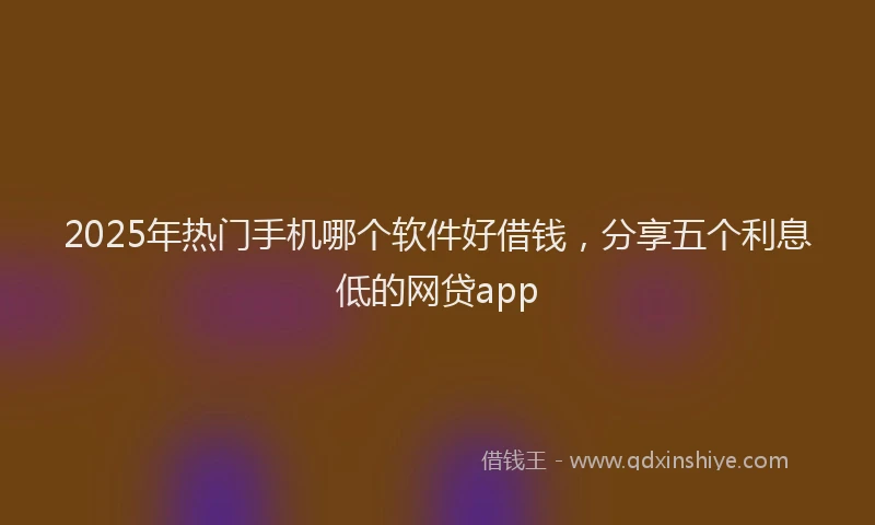 2025年热门手机哪个软件好借钱，分享五个利息低的网贷app