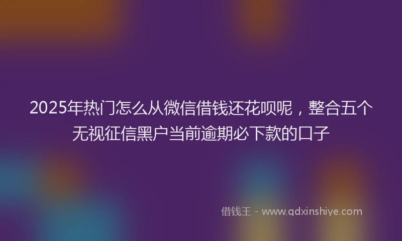 2025年热门怎么从微信借钱还花呗呢，整合五个无视征信黑户当前逾期必下款的口子