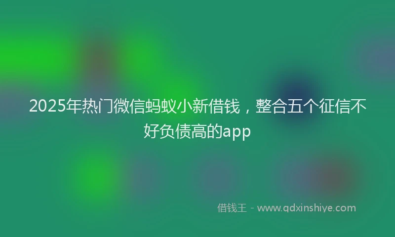 2025年热门微信蚂蚁小新借钱，整合五个征信不好负债高的app