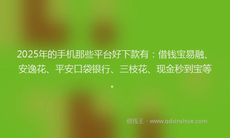 2025年的手机那些平台好下款有：借钱宝易融、安逸花、平安口袋银行、三枝花、现金秒到宝等。