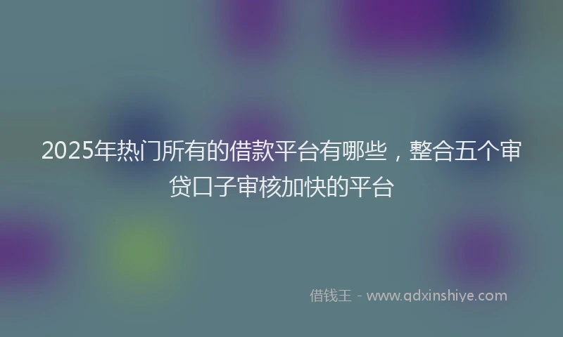 2025年热门所有的借款平台有哪些，整合五个审贷口子审核加快的平台