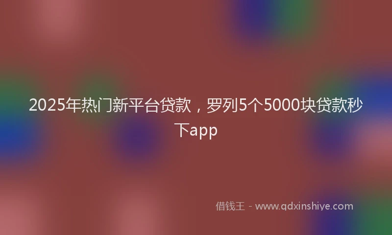 2025年热门新平台贷款，罗列5个5000块贷款秒下app