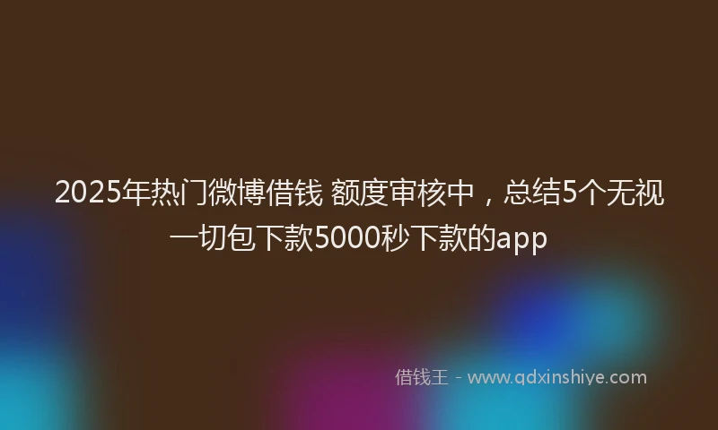 2025年热门微博借钱 额度审核中，总结5个无视一切包下款5000秒下款的app