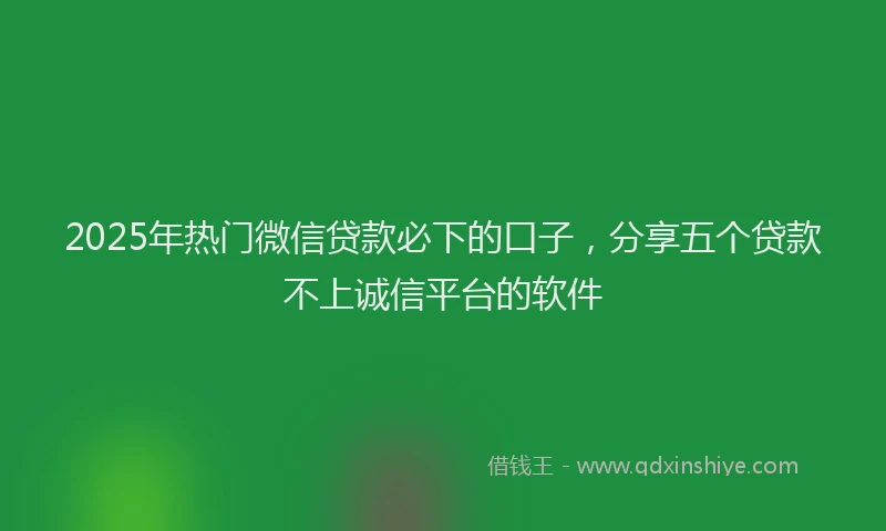 2025年热门微信贷款必下的口子，分享五个贷款不上诚信平台的软件