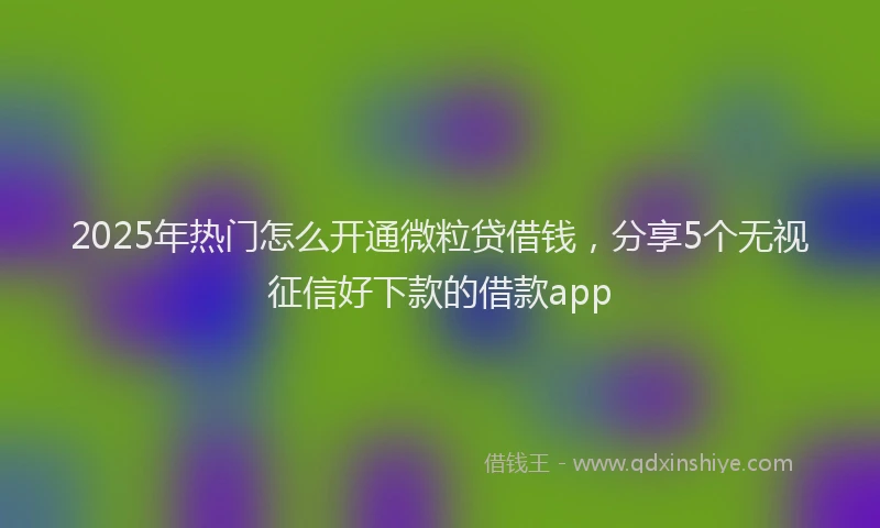 2025年热门怎么开通微粒贷借钱，分享5个无视征信好下款的借款app