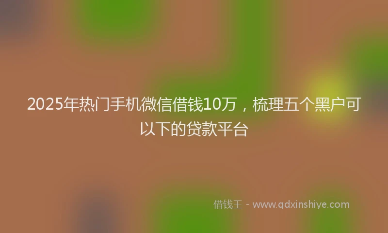 2025年热门手机微信借钱10万，梳理五个黑户可以下的贷款平台
