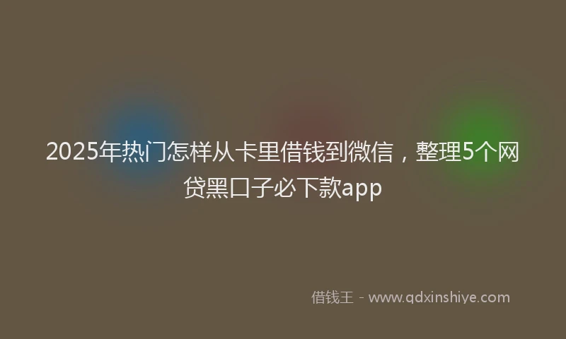 2025年热门怎样从卡里借钱到微信，整理5个网贷黑口子必下款app