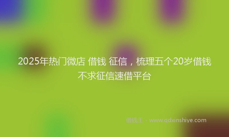 2025年热门微店 借钱 征信，梳理五个20岁借钱不求征信速借平台
