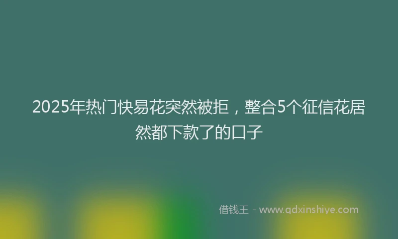 2025年热门快易花突然被拒，整合5个征信花居然都下款了的口子