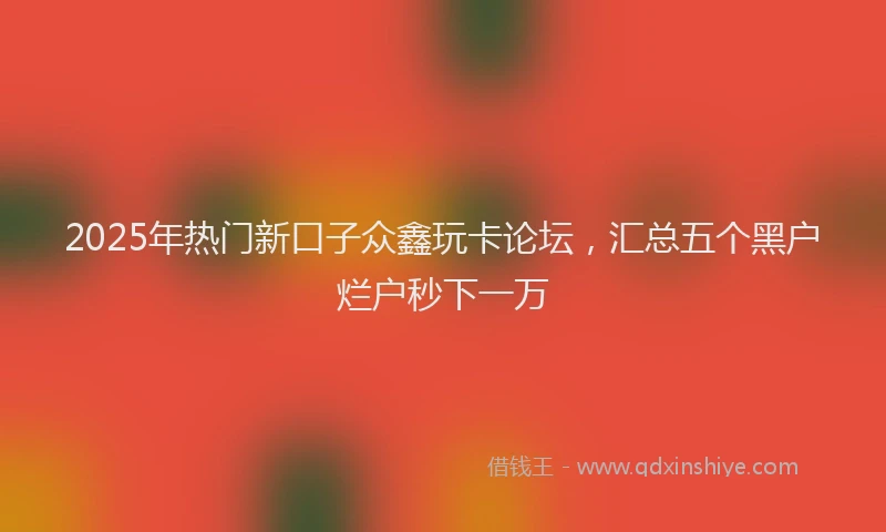 2025年热门新口子众鑫玩卡论坛，汇总五个黑户烂户秒下一万
