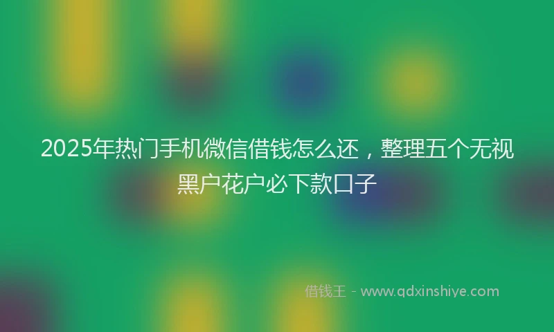 2025年热门手机微信借钱怎么还，整理五个无视黑户花户必下款口子