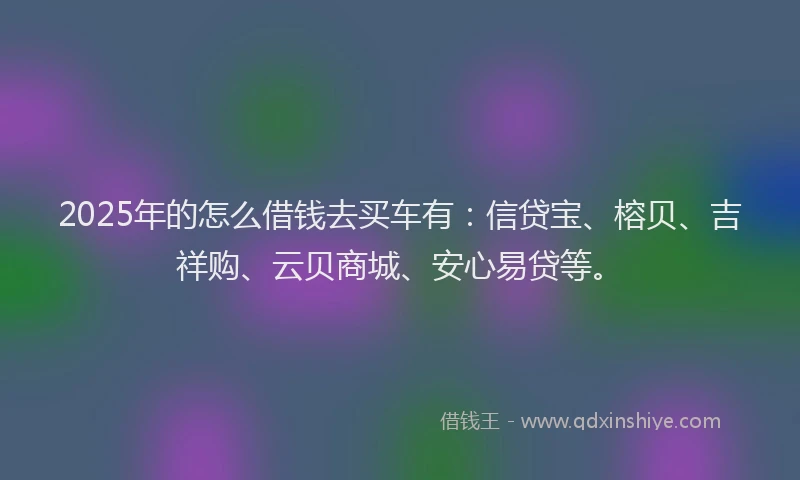 2025年的怎么借钱去买车有：信贷宝、榕贝、吉祥购、云贝商城、安心易贷等。