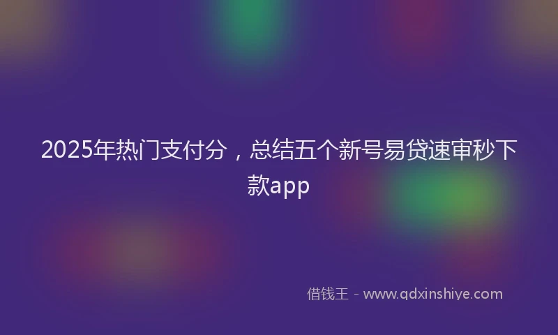 2025年热门支付分，总结五个新号易贷速审秒下款app