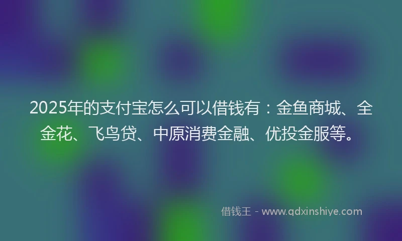 2025年的支付宝怎么可以借钱有：金鱼商城、全金花、飞鸟贷、中原消费金融、优投金服等。