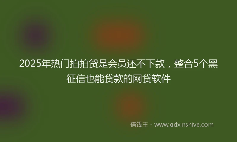 2025年热门拍拍贷是会员还不下款，整合5个黑征信也能贷款的网贷软件
