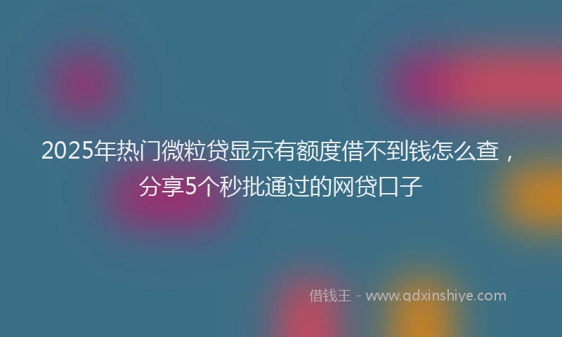 2025年热门微粒贷显示有额度借不到钱怎么查，分享5个秒批通过的网贷口子