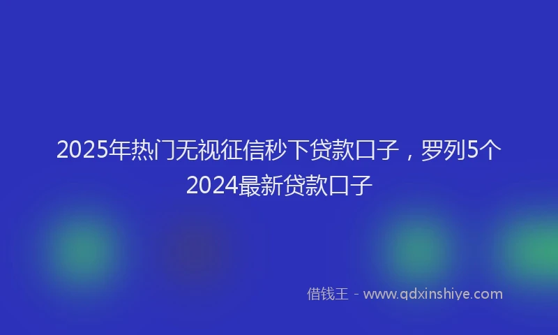 2025年热门无视征信秒下贷款口子，罗列5个2024最新贷款口子