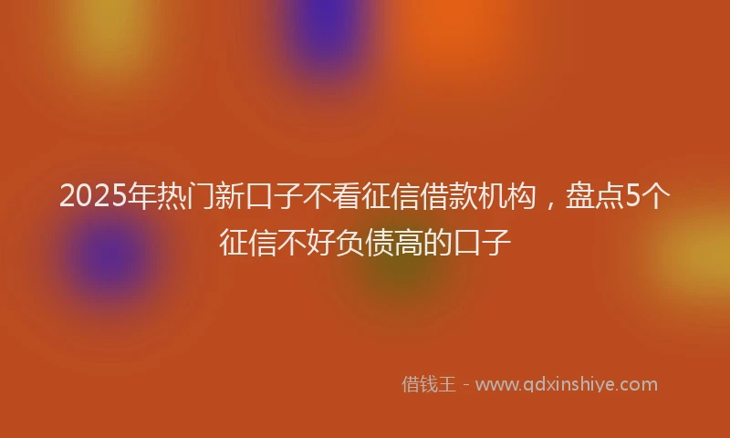 2025年热门新口子不看征信借款机构，盘点5个征信不好负债高的口子