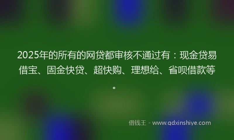 2025年的所有的网贷都审核不通过有：现金贷易借宝、固金快贷、超快购、理想给、省呗借款等。