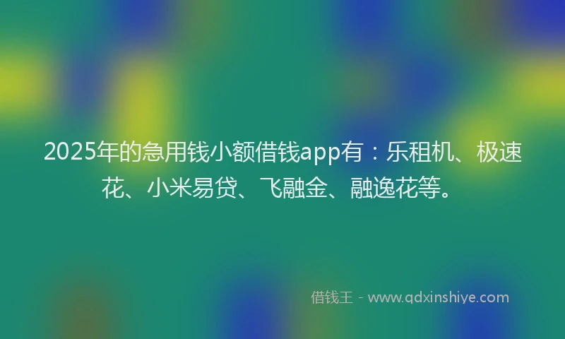 2025年的急用钱小额借钱app有：乐租机、极速花、小米易贷、飞融金、融逸花等。