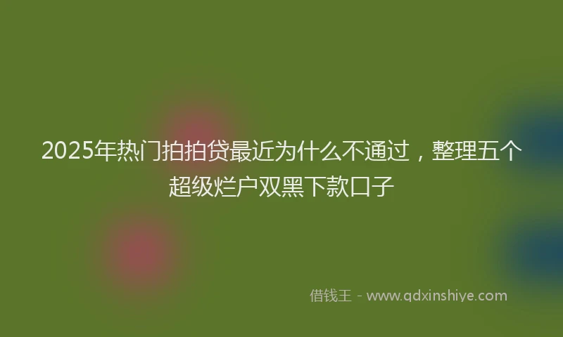 2025年热门拍拍贷最近为什么不通过，整理五个超级烂户双黑下款口子