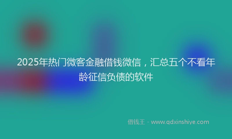 2025年热门微客金融借钱微信，汇总五个不看年龄征信负债的软件