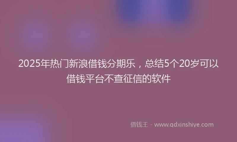 2025年热门新浪借钱分期乐，总结5个20岁可以借钱平台不查征信的软件