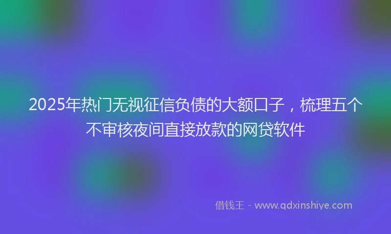 2025年热门无视征信负债的大额口子，梳理五个不审核夜间直接放款的网贷软件