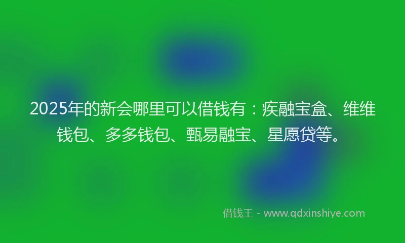 2025年的新会哪里可以借钱有：疾融宝盒、维维钱包、多多钱包、甄易融宝、星愿贷等。